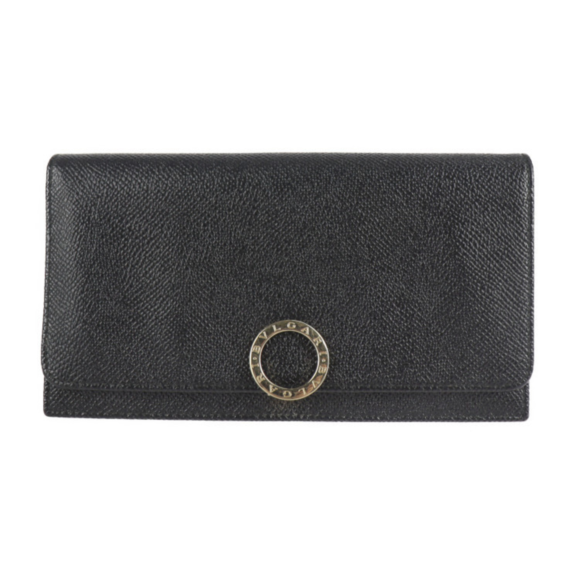 Bvlgari Bulgari Long Wallet 39373 Leather Black Logo Clip Bifold